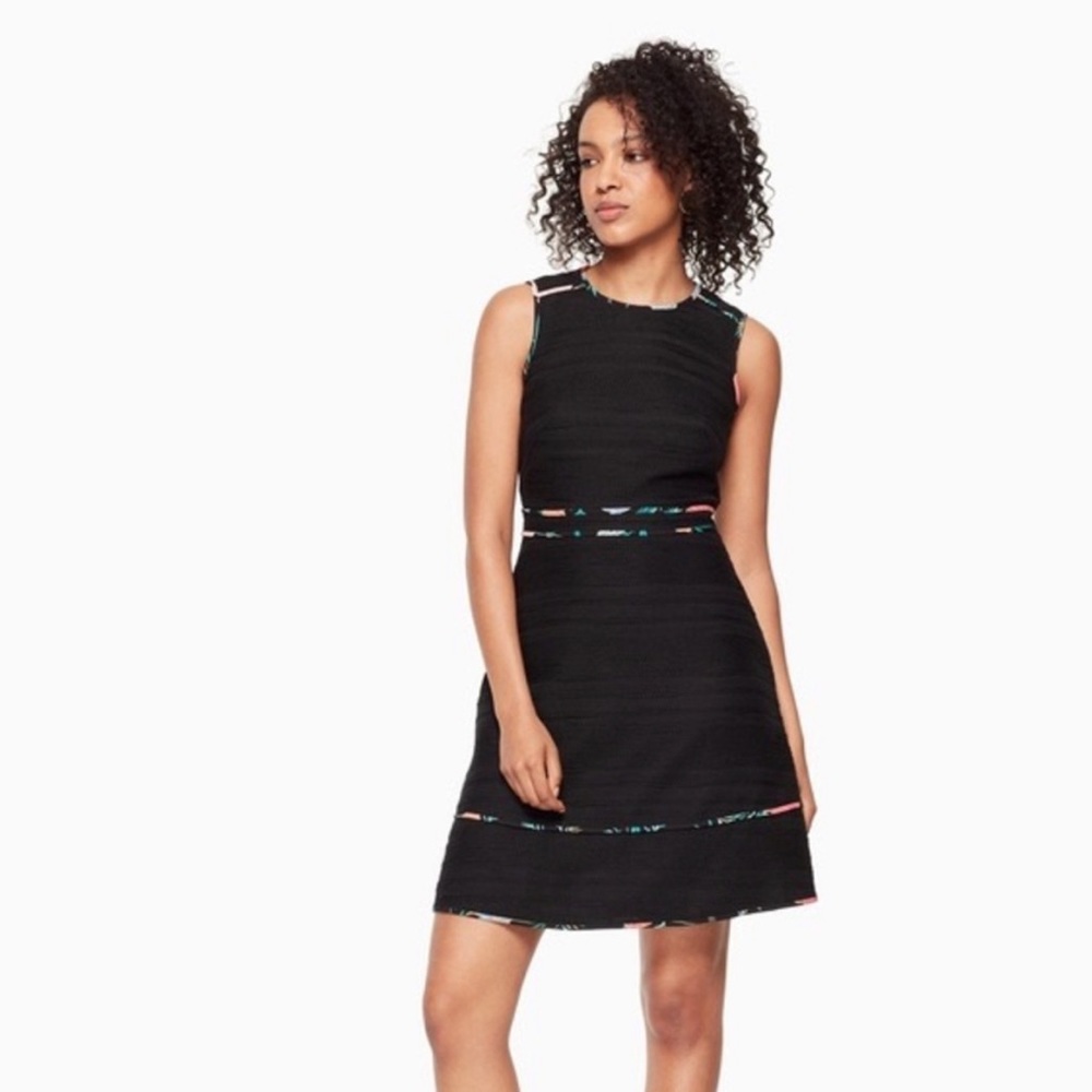 Kate Spade Black Blossom Trim Flare Dress